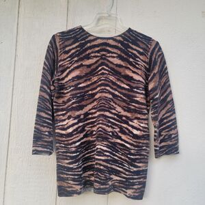 Talbots Pure Cashmere Audrey Tiger Stripe Sweater womens Sz Med Cozy Comfort